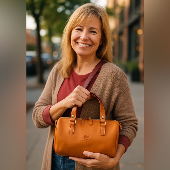 IL BISONTE VINTAGE COWHIDE LEATHER HANDBAG - NATURAL - Picture 1 of 16